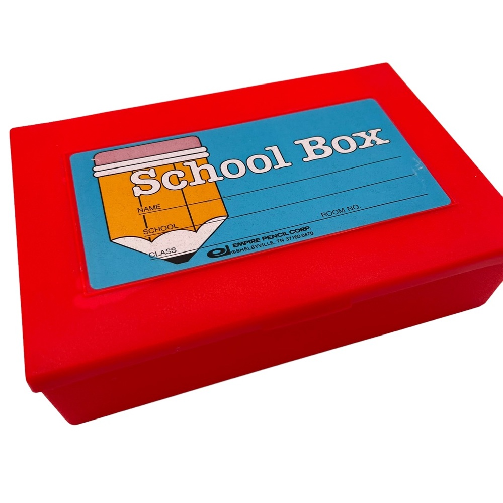 Vintage Red Empire Pencil Case School Supply Box Shelbyville, TN Made In USA